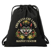 Childless Cat Ladies Against Fascism Drawstring Bag