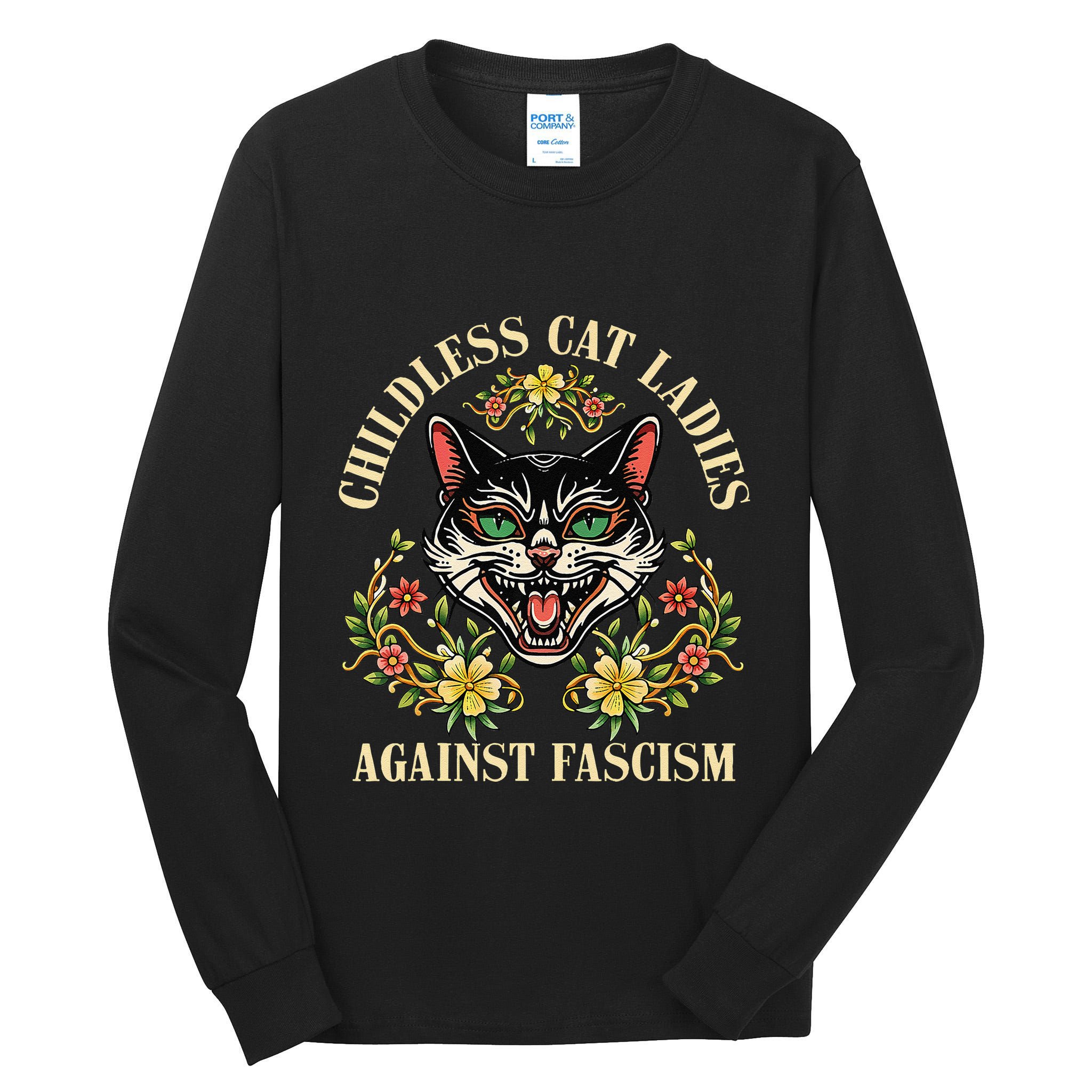Childless Cat Ladies Against Fascism Tall Long Sleeve T-Shirt