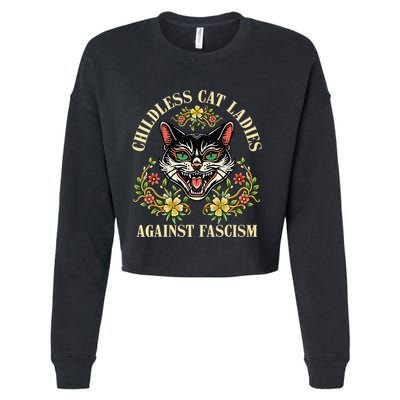 Childless Cat Ladies Against Fascism Cropped Pullover Crew