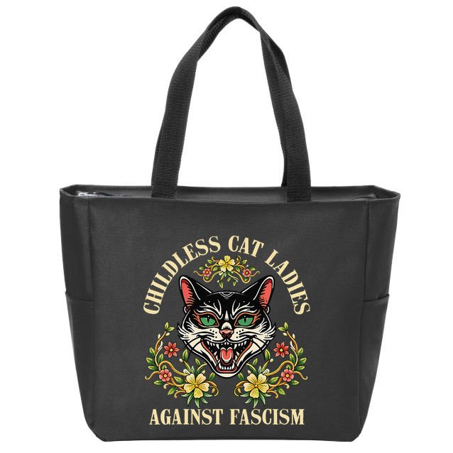 Childless Cat Ladies Against Fascism Zip Tote Bag