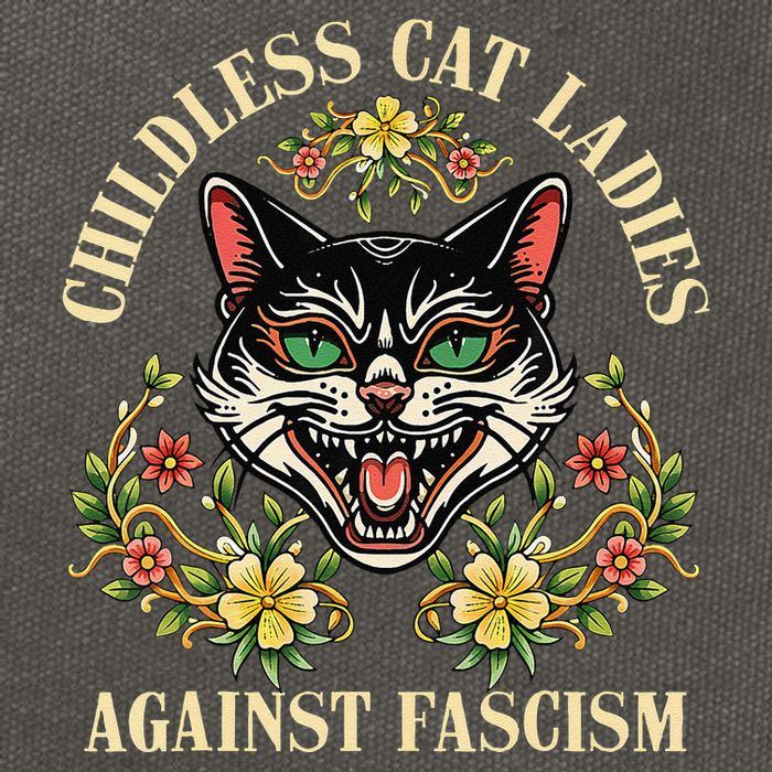 Childless Cat Ladies Against Fascism Cotton Canvas Backpack