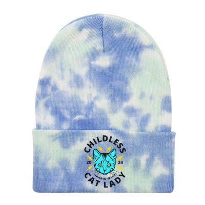 Childless Cat Lady Harris Walz 2024 Tie Dye 12in Knit Beanie