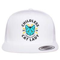 Childless Cat Lady Harris Walz 2024 Flat Bill Trucker Hat