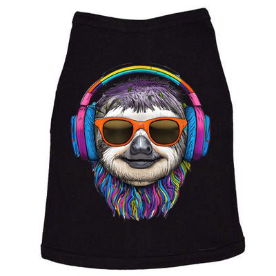 Colorful Cool Lazy Punk Sloth Music Doggie Tank