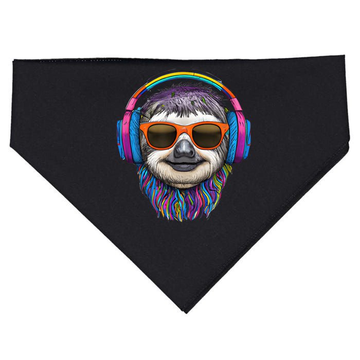 Colorful Cool Lazy Punk Sloth Music USA-Made Doggie Bandana