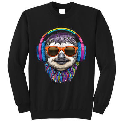 Colorful Cool Lazy Punk Sloth Music Tall Sweatshirt