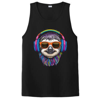 Colorful Cool Lazy Punk Sloth Music PosiCharge Competitor Tank