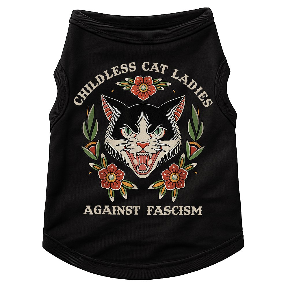 Childless Cat Ladies Against Fascism Flowers Doggie Tank