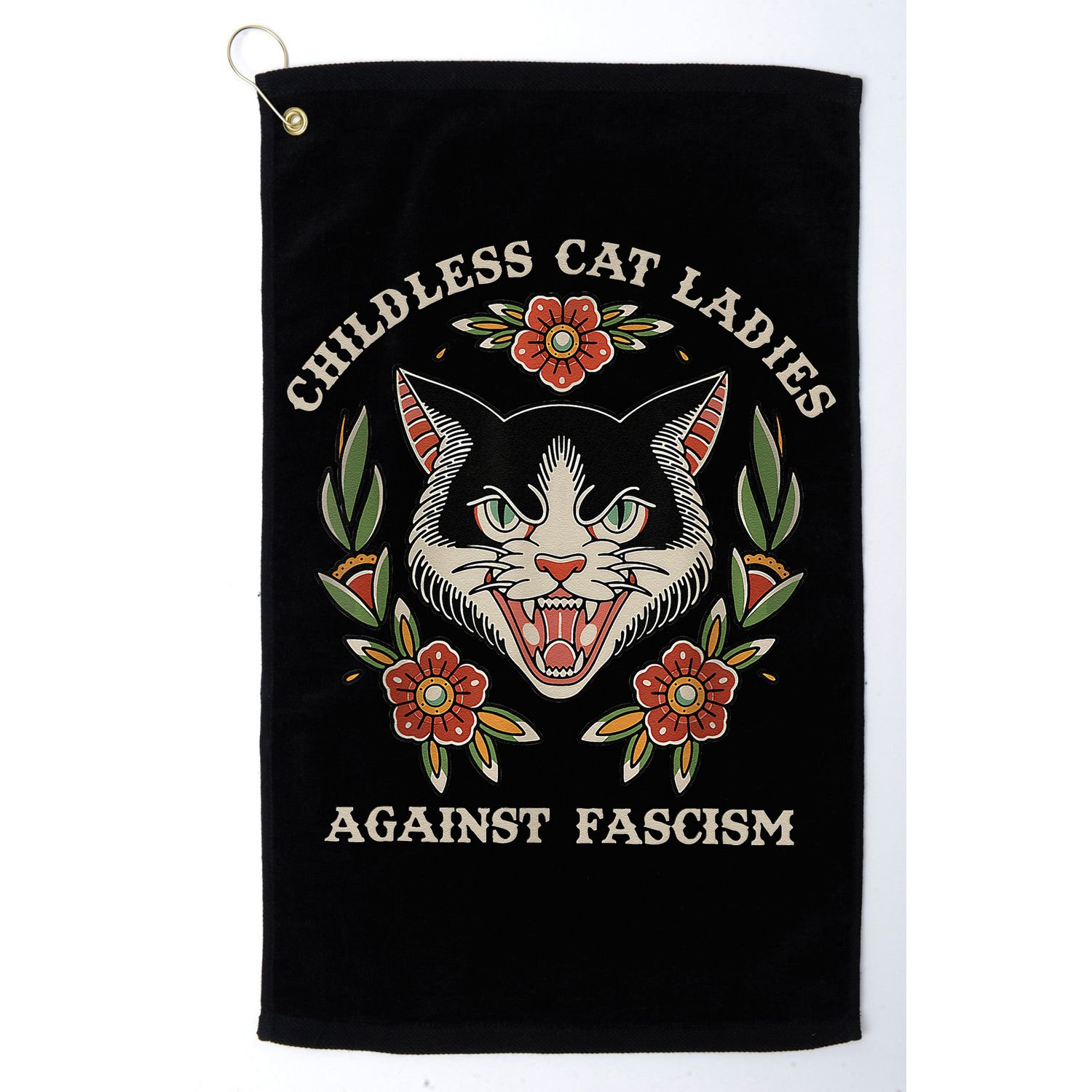 Childless Cat Ladies Against Fascism Flowers Golf Towel