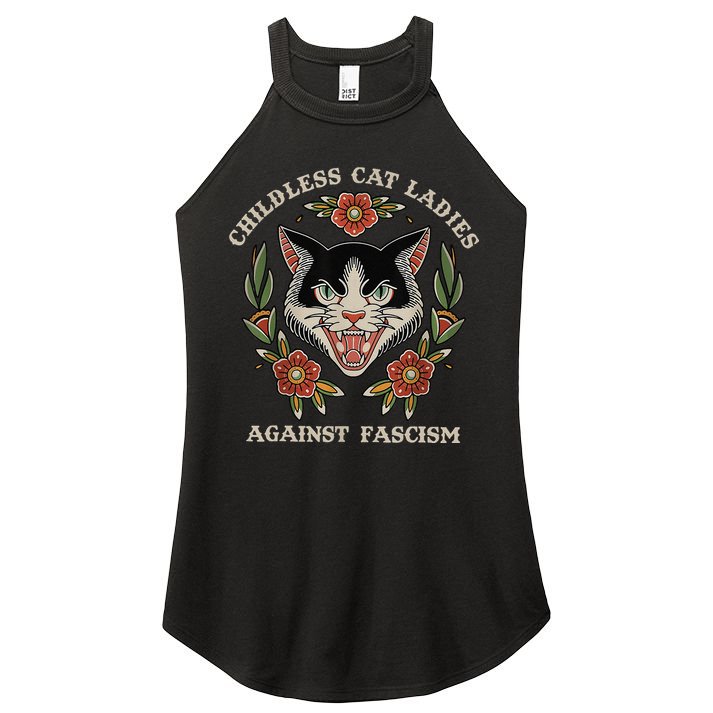Childless Cat Ladies Against Fascism Flowers Women's Perfect Tri Rocker Tank