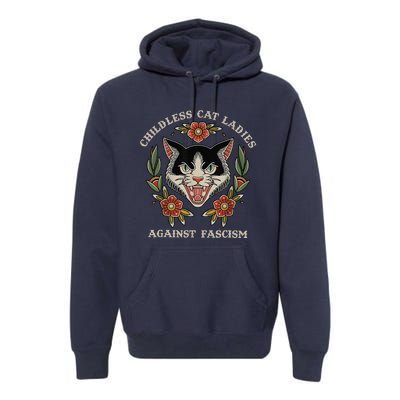 Childless Cat Ladies Against Fascism Flowers Premium Hoodie