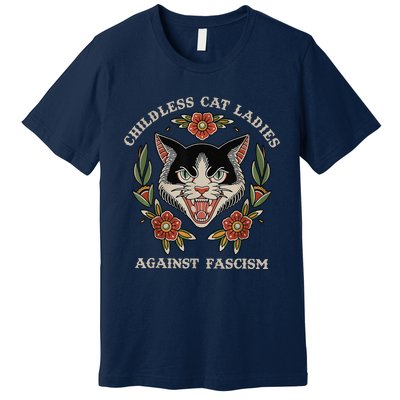 Childless Cat Ladies Against Fascism Flowers Premium T-Shirt