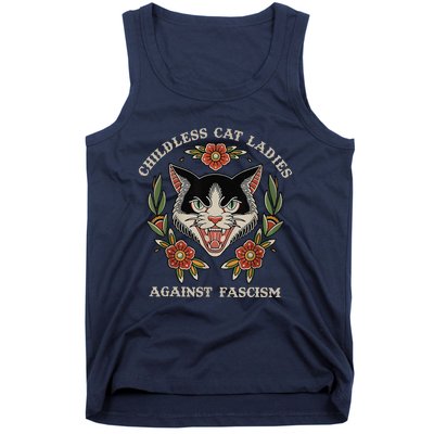 Childless Cat Ladies Against Fascism Flowers Tank Top