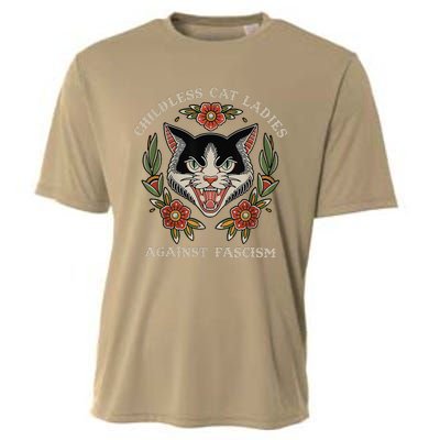 Childless Cat Ladies Against Fascism Flowers Cooling Performance Crew T-Shirt