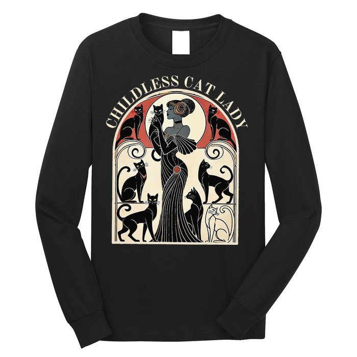 Childless Cat Ladies Cat Karma Retro Funny Long Sleeve Shirt