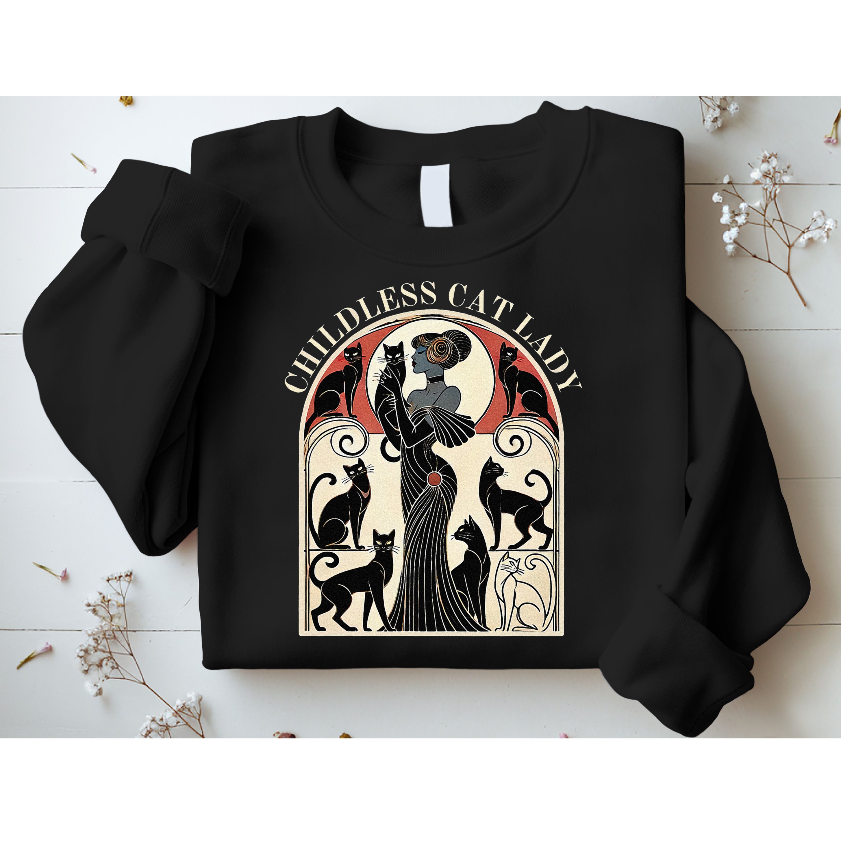 Childless Cat Ladies Cat Karma Retro Funny Sweatshirt