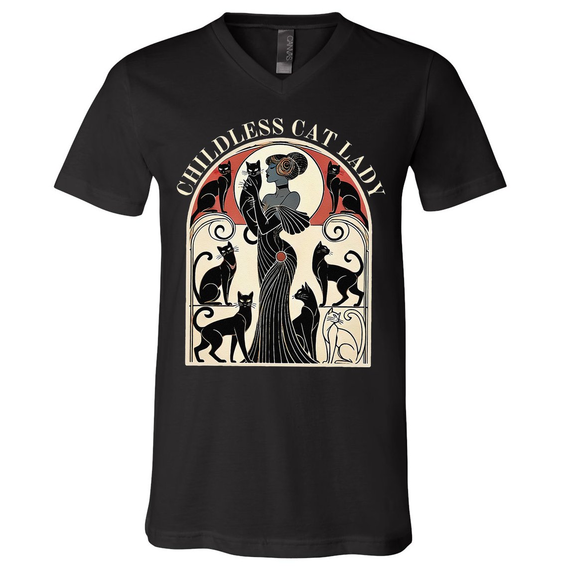 Childless Cat Ladies Cat Karma Retro Funny V-Neck T-Shirt
