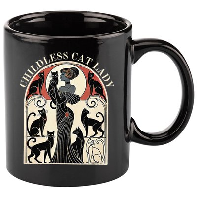 Childless Cat Ladies Cat Karma Retro Funny 11oz C Handle Ceramic Mug