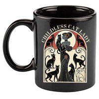 Childless Cat Ladies Cat Karma Retro Funny 11oz C Handle Ceramic Mug