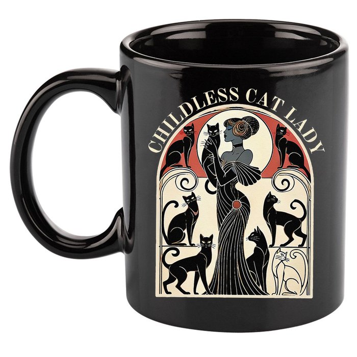 Childless Cat Ladies Cat Karma Retro Funny 11oz C Handle Ceramic Mug