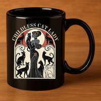Childless Cat Ladies Cat Karma Retro Funny 11oz C Handle Ceramic Mug