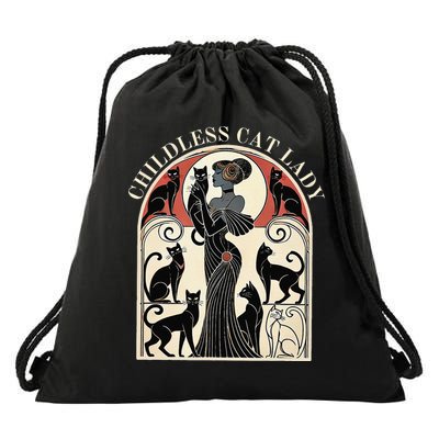 Childless Cat Ladies Cat Karma Retro Funny Drawstring Bag