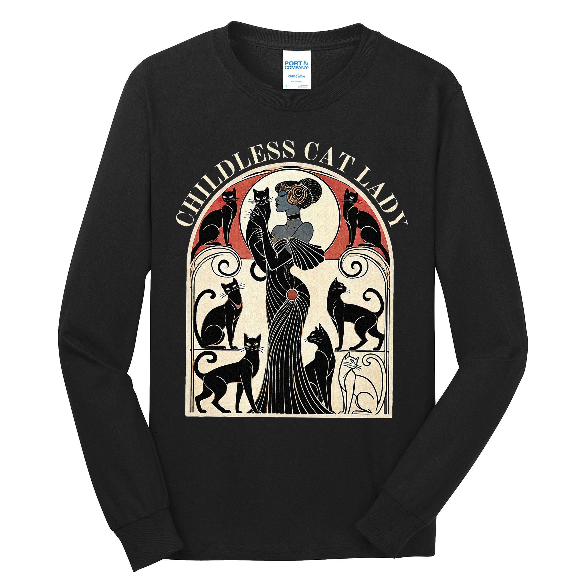 Childless Cat Ladies Cat Karma Retro Funny Tall Long Sleeve T-Shirt