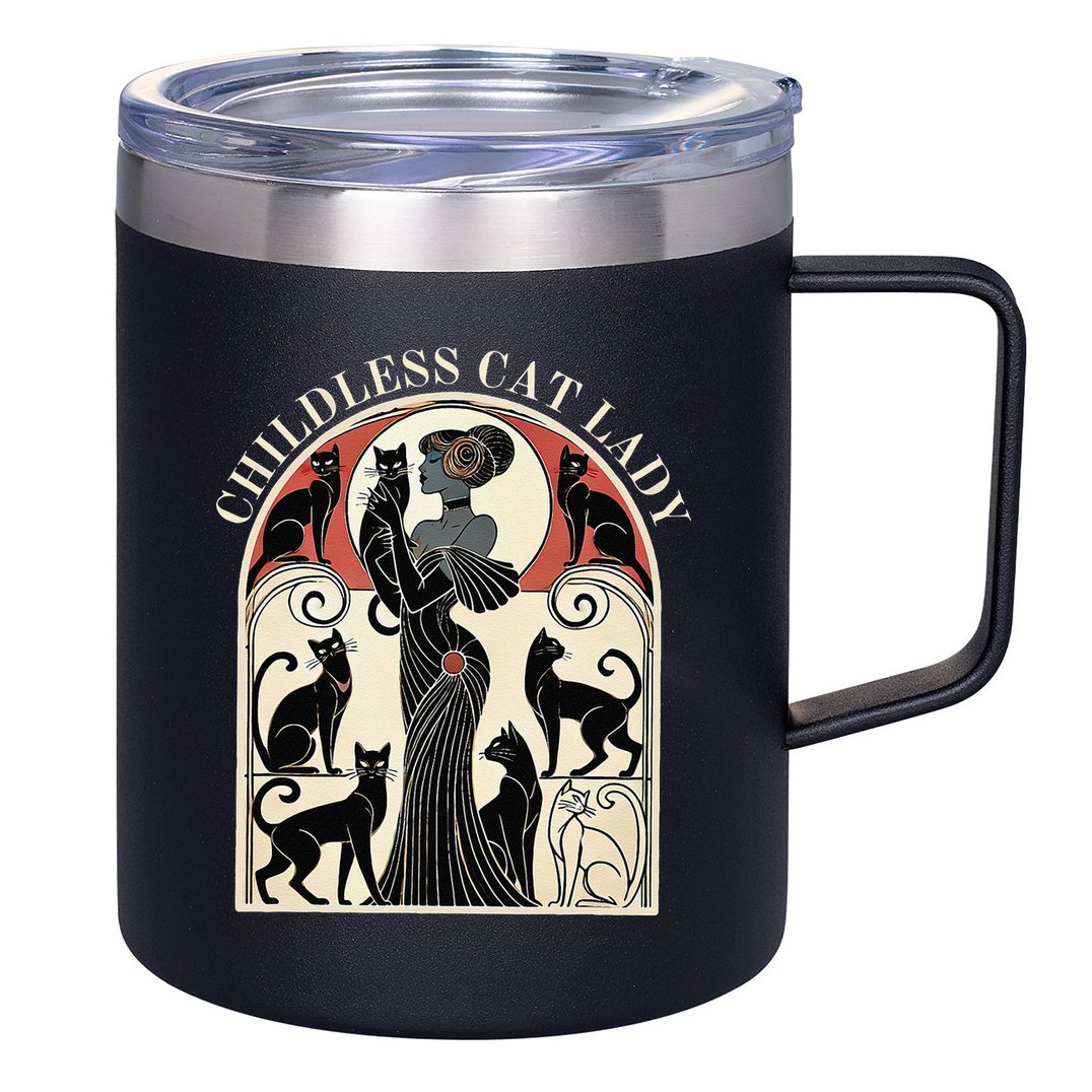 Childless Cat Ladies Cat Karma Retro Funny 12oz Stainless Steel Coffee Mug