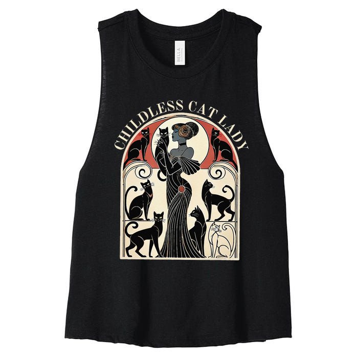 Childless Cat Ladies Cat Karma Retro Funny Women's Racerback Cropped Tank