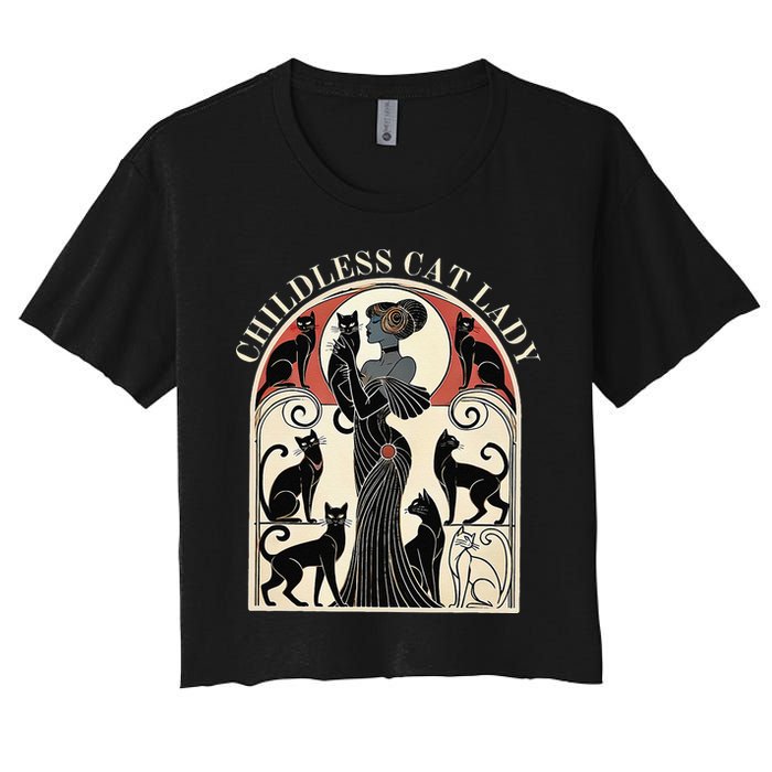 Childless Cat Ladies Cat Karma Retro Funny Women's Crop Top Tee