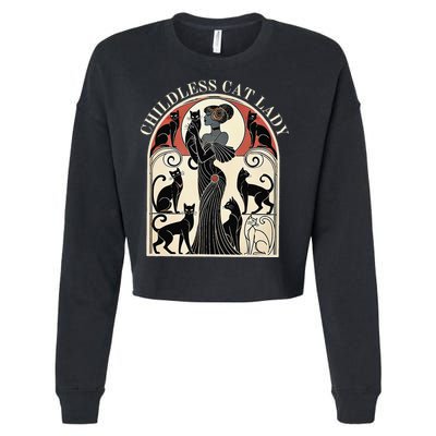 Childless Cat Ladies Cat Karma Retro Funny Cropped Pullover Crew