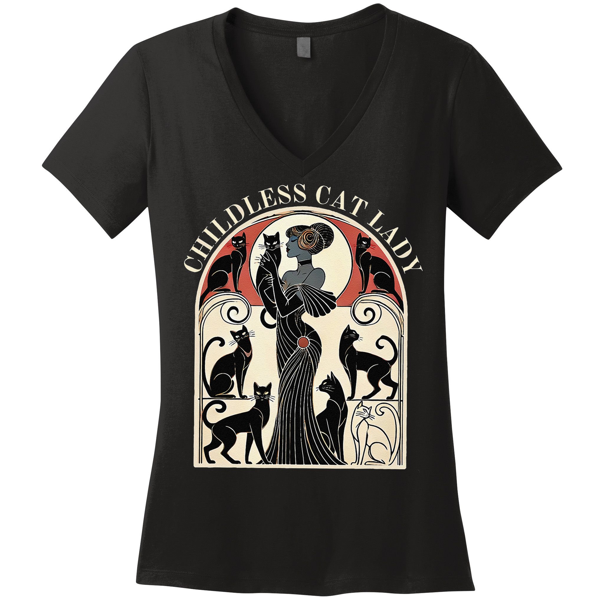 Childless Cat Ladies Cat Karma Retro Funny Women's V-Neck T-Shirt