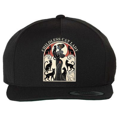 Childless Cat Ladies Cat Karma Retro Funny Wool Snapback Cap