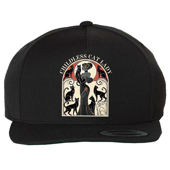 Childless Cat Ladies Cat Karma Retro Funny Wool Snapback Cap