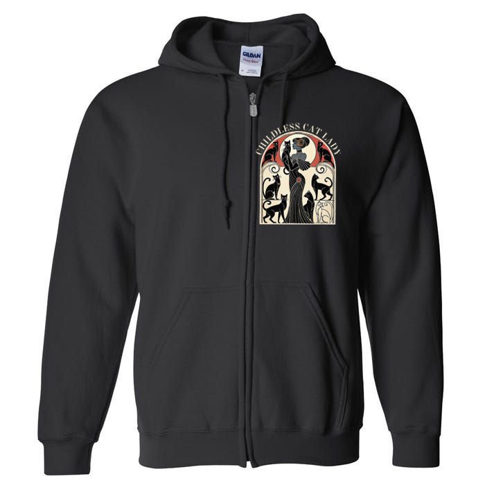 Childless Cat Ladies Cat Karma Retro Funny Full Zip Hoodie