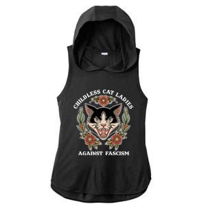 Childless Cat Ladies Against Fascism Funny Cat Feminist Ladies PosiCharge Tri-Blend Wicking Draft Hoodie Tank