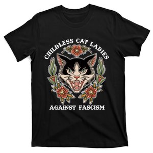 Childless Cat Ladies Against Fascism Funny Cat Feminist T-Shirt