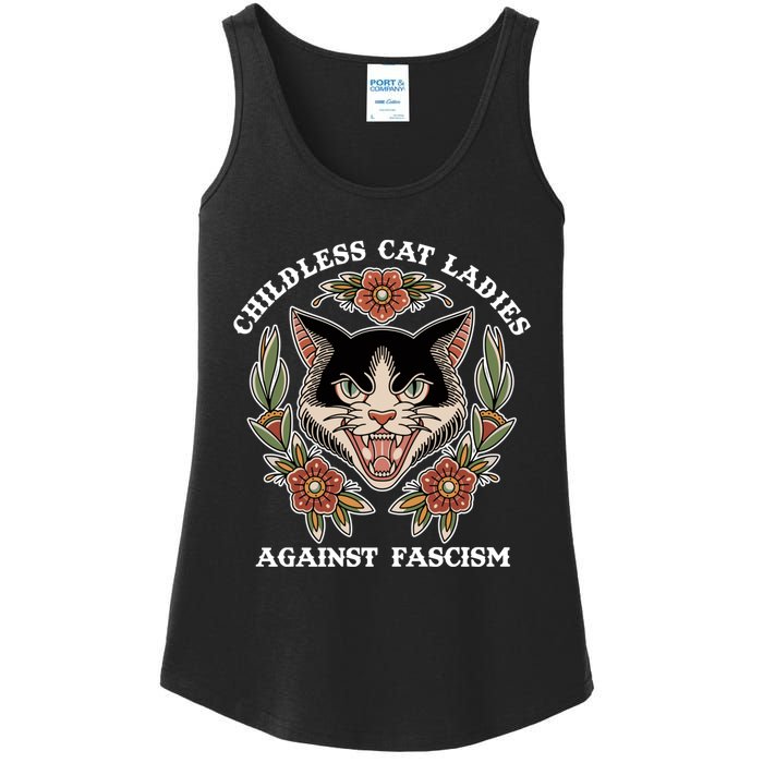 Childless Cat Ladies Against Fascism Funny Cat Feminist Ladies Essential Tank