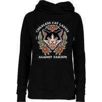 Childless Cat Ladies Against Fascism Funny Cat Feminist Womens Funnel Neck Pullover Hood