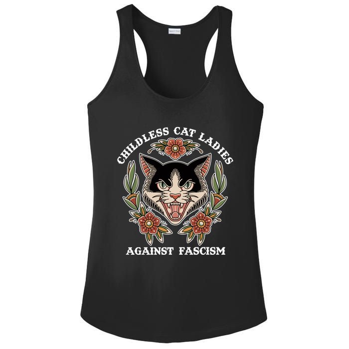 Childless Cat Ladies Against Fascism Funny Cat Feminist Ladies PosiCharge Competitor Racerback Tank