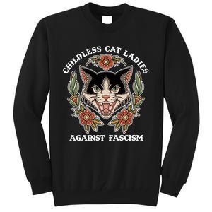 Childless Cat Ladies Against Fascism Funny Cat Feminist Tall Sweatshirt