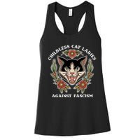 Childless Cat Ladies Against Fascism Funny Cat Feminist Women's Racerback Tank