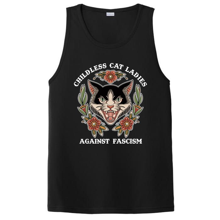 Childless Cat Ladies Against Fascism Funny Cat Feminist PosiCharge Competitor Tank