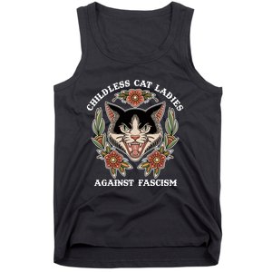 Childless Cat Ladies Against Fascism Funny Cat Feminist Tank Top