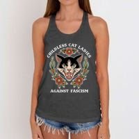 Childless Cat Ladies Against Fascism Funny Cat Feminist Women's Knotted Racerback Tank