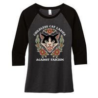 Childless Cat Ladies Against Fascism Funny Cat Feminist Women's Tri-Blend 3/4-Sleeve Raglan Shirt