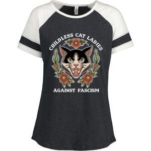 Childless Cat Ladies Against Fascism Funny Cat Feminist Enza Ladies Jersey Colorblock Tee