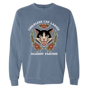 Childless Cat Ladies Against Fascism Funny Cat Feminist Garment-Dyed Sweatshirt