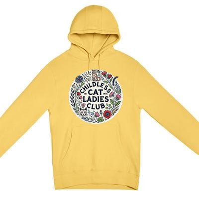 Childless Cat Ladies Club Illustration Cat Person Artwork Premium Pullover Hoodie