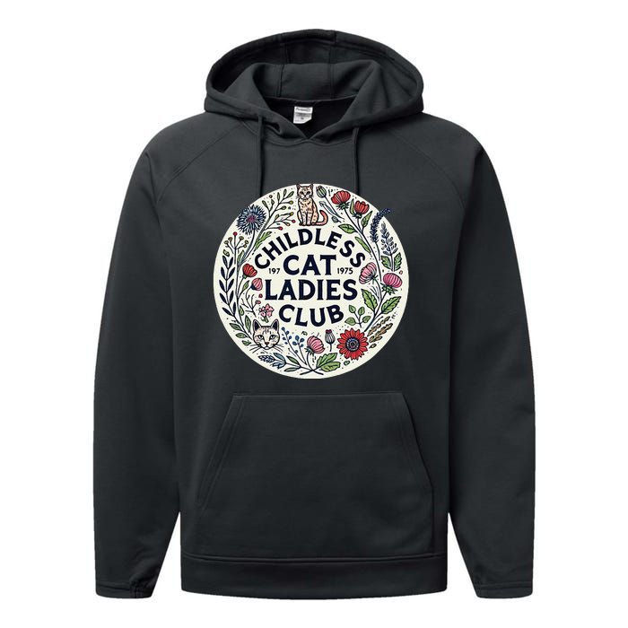 Childless Cat Ladies Club Illustration Cat Person Artwork Performance Fleece Hoodie